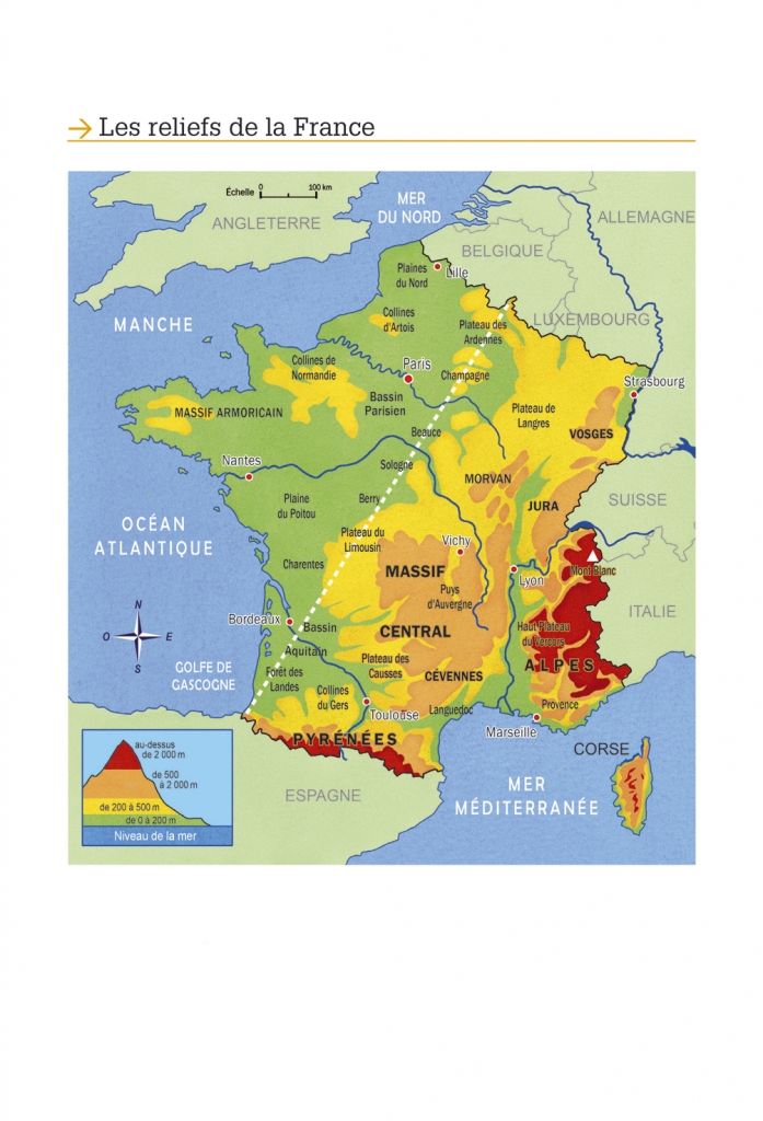 Carte des reliefs de la France